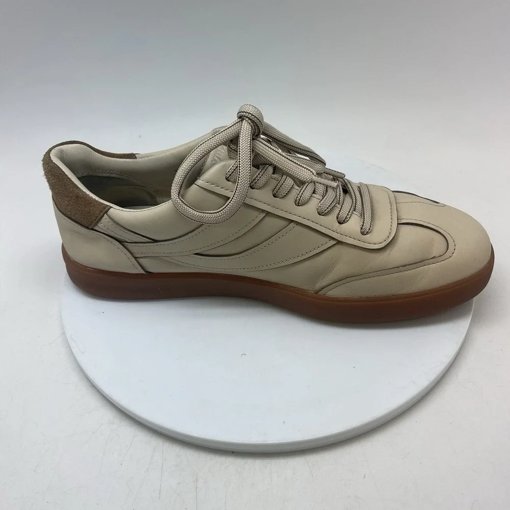 Vince‎ Oasis Shoes Mens 10 Tan Leather Low Top Casual Preppy Low Top Sneakers